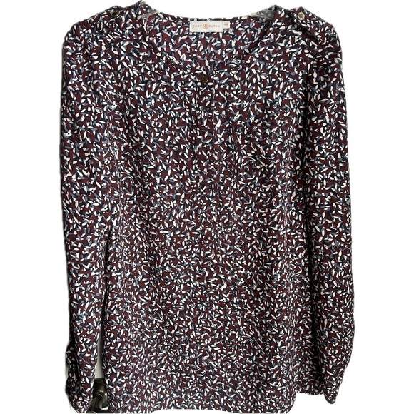 TORY BURCH Red Agate Confetti Blouse Top  Size  M - Picture 1 of 14
